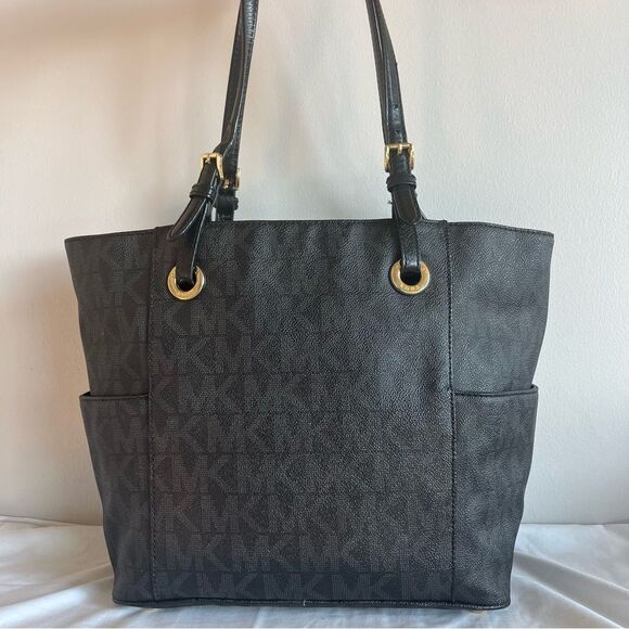 MICHAEL KORS Signature Black Jet Set Pocket Shoulder Bag Tote - Picture 5 of 11